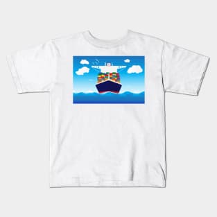 Cargo ship in the sea Kids T-Shirt